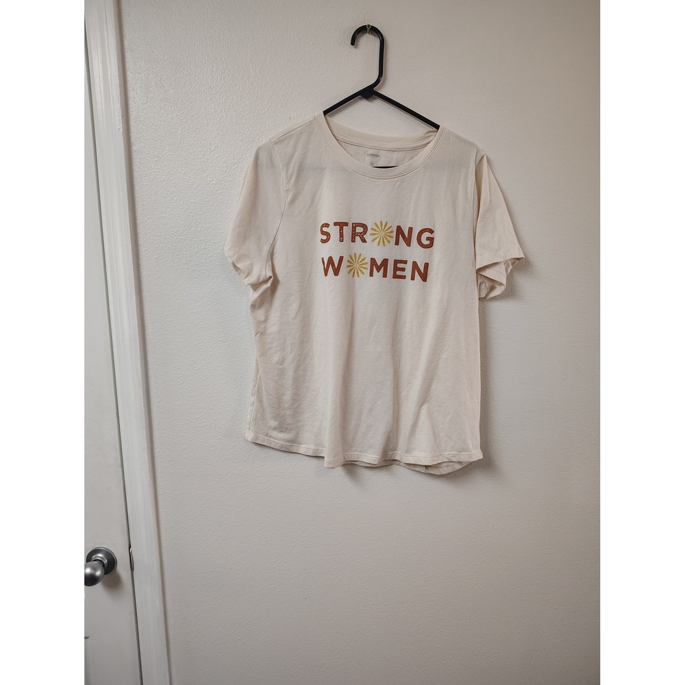 Sonoma Goods For Life Strong Women Graphic Tee Cream Floral Daisy T-Shirt XL